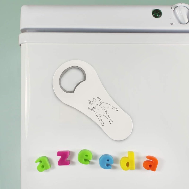 Azeeda 'Happy Bull Terrier' Bottle Opener Fridge Magnet (BO00074052)