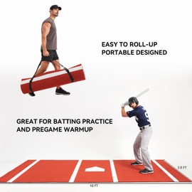 GSK Baseball Hitting Mat 3.8FT ×10FT Exercise Mat Portable Artifical Turf Softball Backyard Adult Kids Pitching Batter's Box Practice Thickened Baseball Training Pad Batting Cage Turf Roll