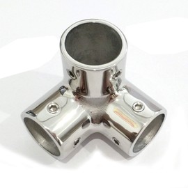 keehui Heavy Dudy 1 inch Pipe Hand Rail Tee Marine Grade 316 SS Mirror Polished Hand Rail Fitting-90 Degree 1"(25mm) 3 Way Corner Elbow