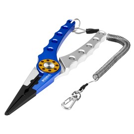 Booms Fishing X01 Fishing Pliers, Pliers, Needle Remover, Line Cutter, Hook Remover, Multi-functional, Aluminum Alloy, Rustproof, Lightweight, with Butt Rope and Pliers Case Blue