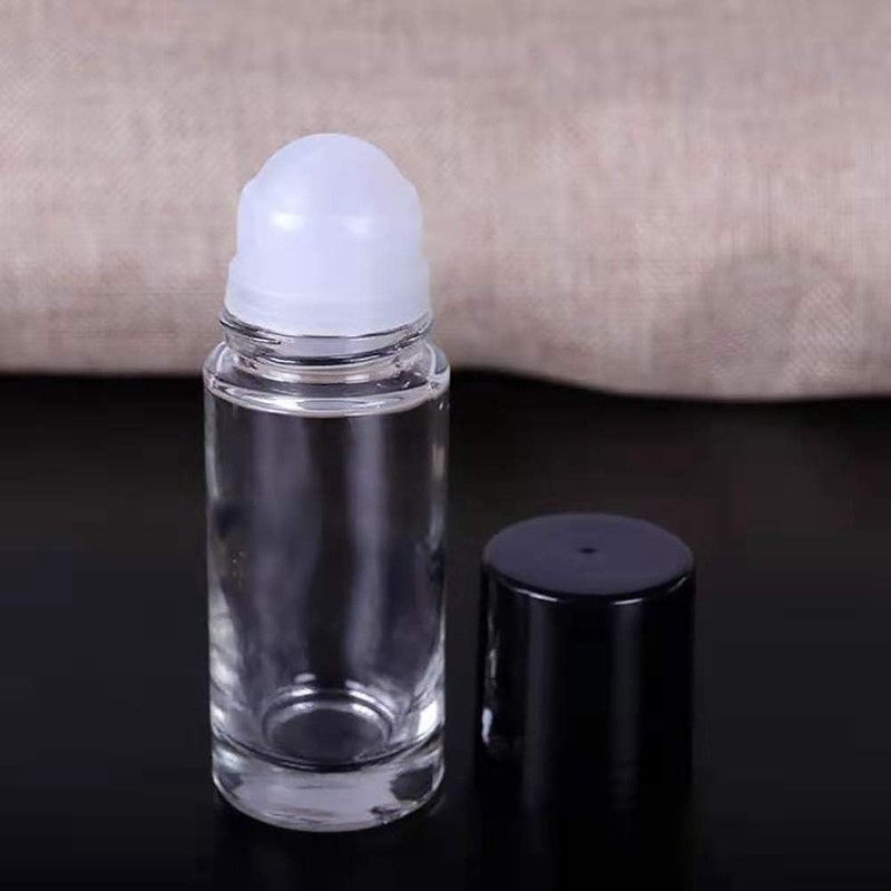 BWESOO 2Pcs Black Clear 30ML Empty Glass Essential Oil Roller
