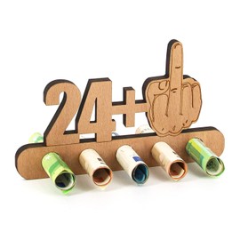 Giftota - Original Funny 25th Birthday Money Gift Wood - 24 + 1 - 25th Birthday Anniversary Gift - Wooden Gifts - Gifts for Friends, Family
