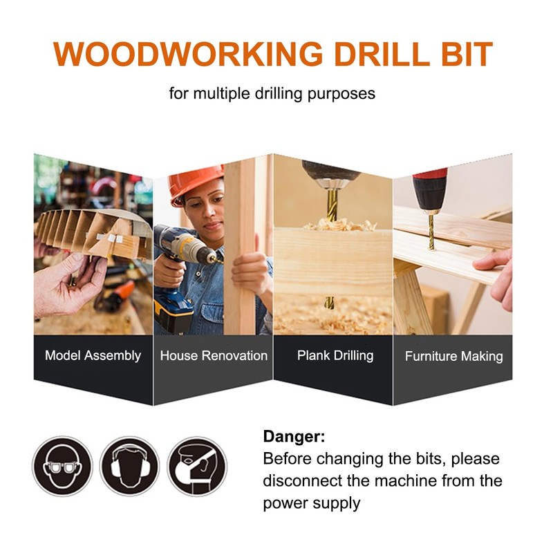Hymnorq Brad Point Wood Twist Drill Bits 19PC Set, Metric