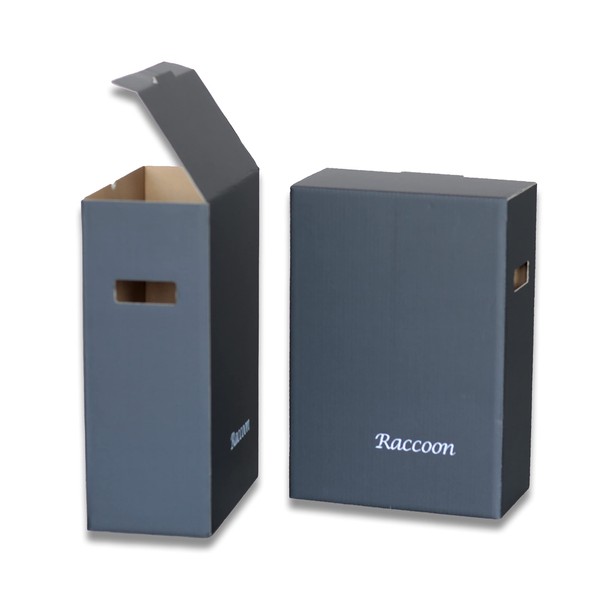 Raccoon Deodorizing Cardboard Trash Can with Lid, 20 Liter, Black, Cardboard, Slim, Made in Japan (Set of 2)