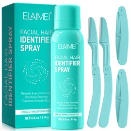 Hair Identifier Spray for Face Shaving & Dermaplaning - Moisturizing Skin Care - Removes Excess Hair - Suitable for All Skin Types (Includes Four Razors)