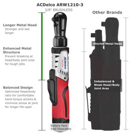 ACDelco ARW1210-3T G12 3/8" 12V Cordless 65 ft-lbs. Brushless Ratchet Wrench - Bare Tool Only