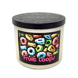 Fruit Loops Candle ~ Premium Coconut & Soy Wax Blend ~ Large Highly Scented 14.5 Ounce 3 Wick Candle and Metal Lid