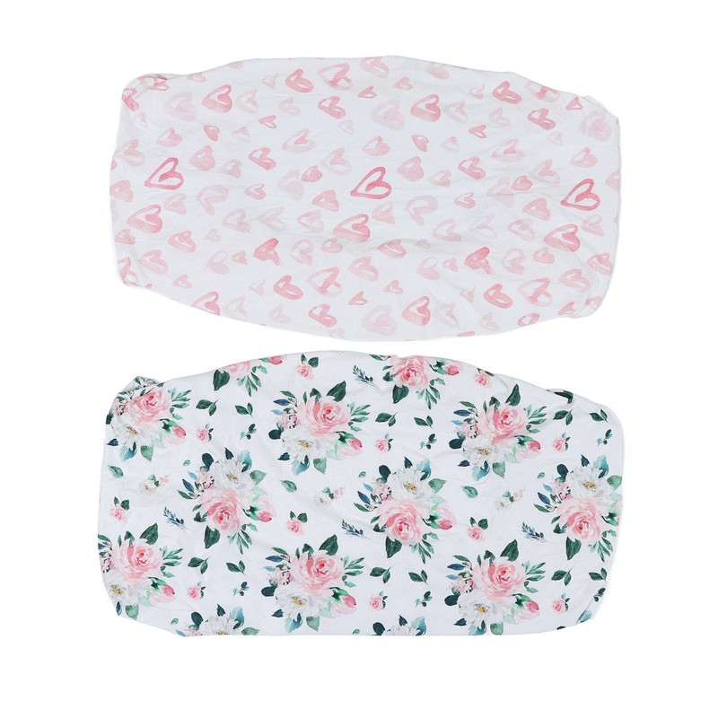 2Pcs Bassinet Sheet Polyester Cotton Breathable Elastic Bassinet Pad Mattress