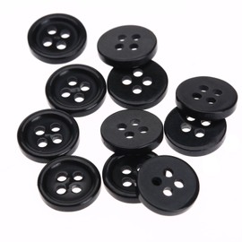 dophee 100Pcs Buttons, 10mm Black 4 Holes Round Resin Sewing Buttons for Clothes Clothing Shirts Pants Skirts DIY Crafts Projects Holiday Decoration