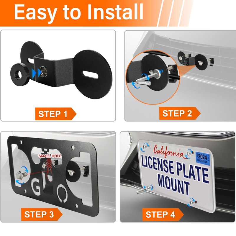 Front Bumper Tow Hook License Plate Mount Bracket Compatible with