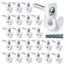 24 Pack White Down Wall Clip Closet Shelves Clips Wire Shelf Loop Clips Plastic Heavy Duty Wire Shelf Brackets Included Clips Screws and Expansion Tubes for Wire Closet Shelving