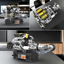 Mould King 10207 V8 Mini Engine Build Kit, Engine Model Kits for Adults, Build Your Own MOC Mini V8 Engine Model Toy for Display, 761 PCS