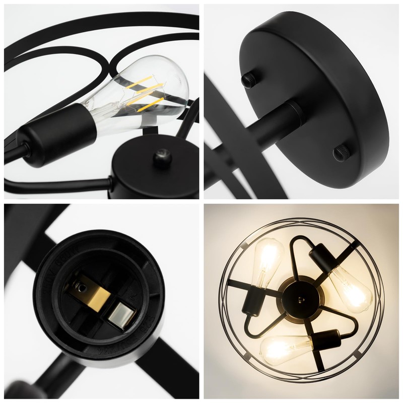 OTeedo Modern Semi Flush Mount Ceiling Light,3-Light Round Flush Mount