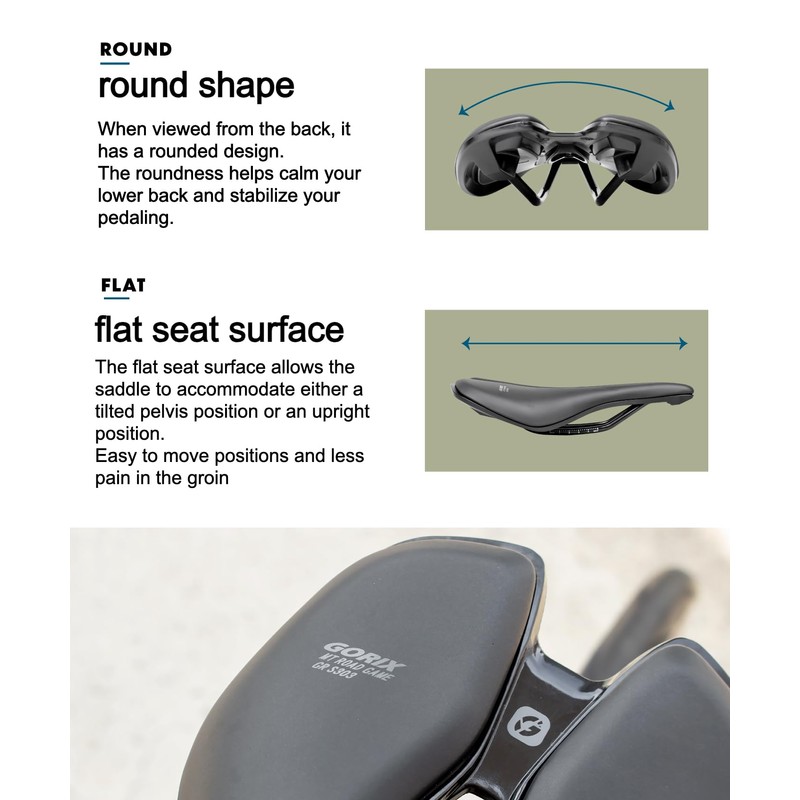GORIX Bike Short Saddle Seat Short Nose Wide Hole Shock