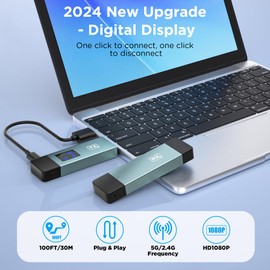 BRAIDOL Wireless Hdmi Transmitter and Receiver, Wireless HD Extender Plug & Play Portable 2.4G/5G with LED Screen Wireless Hdmi Kit for Streaming Video and Audio to Monitor from Laptop/Pc/Tv Box/Projector