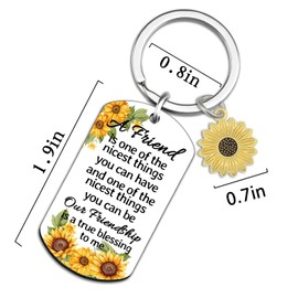 Sunflower Keychain Gifts for Women Friendship Gifts for Female Best Friend Birthday Gift for Friends Bestie BFF Sunflower Keychain for Teens Unique Friendship Gift Christmas Galentines Present Ideas