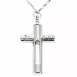 Sterling Gifts Te Quiero Cross Necklace for Ashes, Cremation Necklace, Memorial Necklace