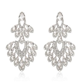 EVER FAITH Wedding Party Rhinestone Drop Earrings, Sparkling Crystal Vintage Art Deco Costume Statement Earrings for Women, Crystal, No Gemstone