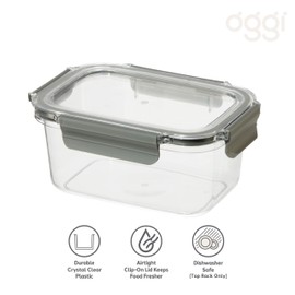 Oggi Clarity Leak-Proof Airtight Food Storage Container - Ultra clear, BPA free, Sealable Container with Lid, Ideal for kitchen storage, Kitchen Organization, Perfect Meal Prep Containers. 42oz/1.2lt