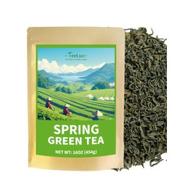 TeeLux Green Tea Loose leaf, Premium Early Spring Green Tea, Fresh & Mellow Taste, Handpicked Young Leaves & Buds, 16oz