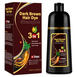 Hair Colour Dark Brown Hair Dye Shampoo for Men and Women, Dark Brown Hair Dye Shampoo 3 in 1, Hair Colour Shampoo for Grey Hair (500 ml)