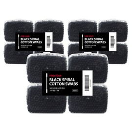 Findew Black Spiral Swabs, 200 Pack, 12 Pieces / 파인듀 검정 나선형 면봉, 200개입, 12개