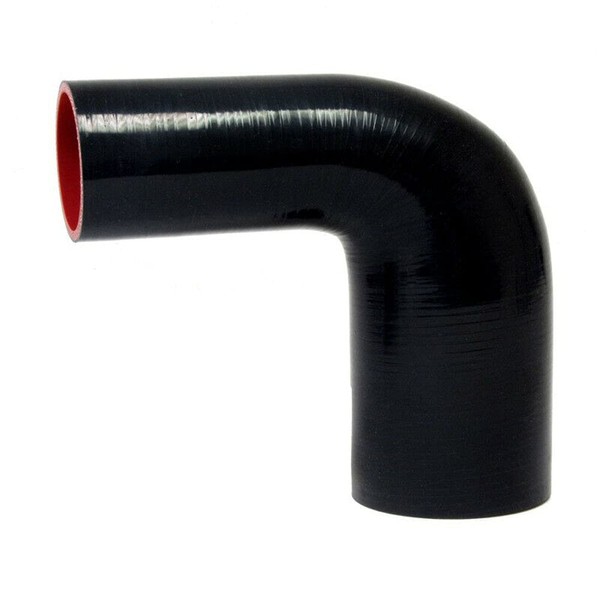 HPS HTSER90-350-400-BLK Silicone High Temperature 4-ply Reinforced 90 degree Elbow Reducer Coupler Hose, 25 PSI Maximum Pressure, 4" Leg Length on each side, 3-1/2" &gt; 4" ID, Black