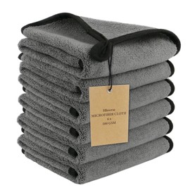 Hhverse 6 Pack Car Drying Towel Two-layer Thickened Microfibre Cloth 500GSM 40 * 30cm Cleaning Cloths Microfibre Cloth Drying Cloth Super Absorbent Cloth for Household and Car Washing