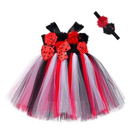 Quenny Newborn evening dress cosplay LADYBIRD girl princess dress birthday party year old children's suit(Red,80(12-18Months))