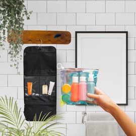 NGIL Glitter Travel Hanging Toiletry Bag for Cheerleaders and Dance Teams, Toiletry Organizer and Toiletry Bag for Women, Cosmetic Travel Bag(Glitter-Black)