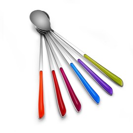 Syndecho 6 Stück Dessertlöffel,20cm Edelstahl Lange Löffel ,Cocktailrührlöffel, Kaffeelöffel, Marmeladenlöffel, Eisteelöffel