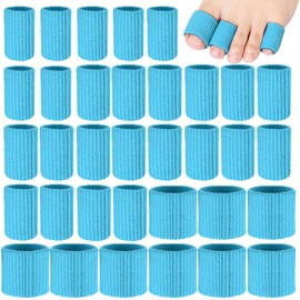 Blulu 36 Pieces Toe Tubes 0.98 Inches Cushion Tube Corn Pads for Toes Sleeves Soft Gel Protectors for Cushions Corns Blisters Calluses 3 Size(Blue)
