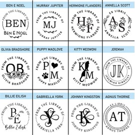 Personal Book Embosser Custom Stamp Seal, from The Library of Gift Ex Libris, Floral and Monogram Designs