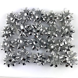 Worlds Mini Metallic Silver Bows,Gift Wrap Bows-Christmas Ribbon Gift Bows 1 1/4" Inch(20 Pack)