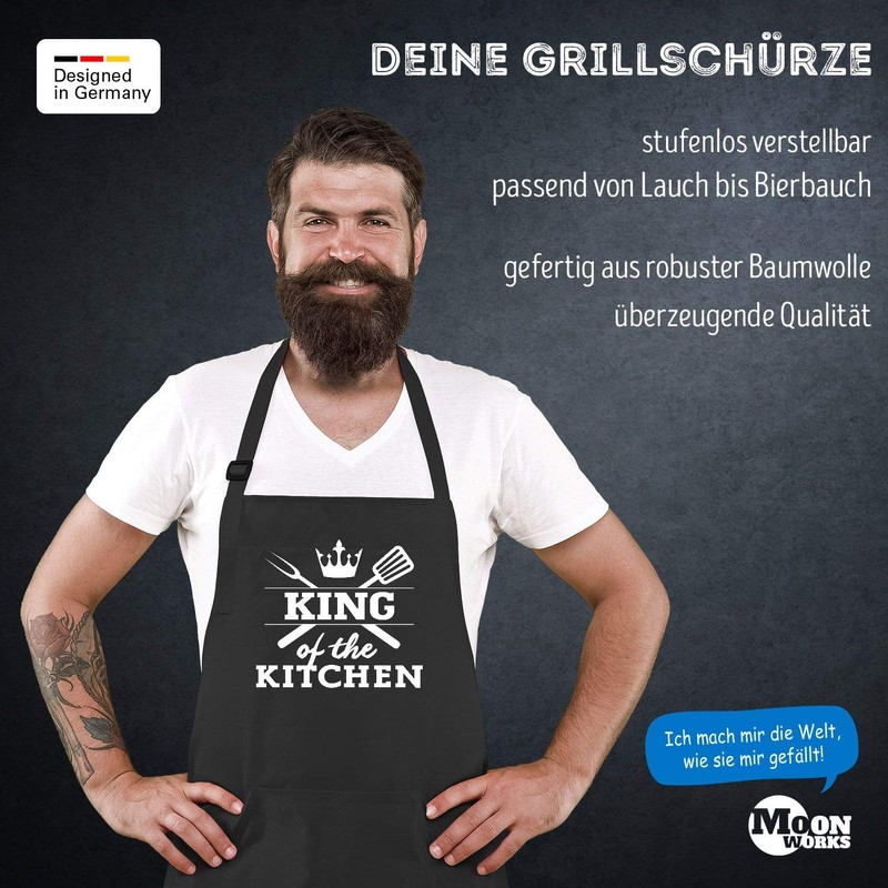 MoonWorks BBQ Apron for Men with Saying King of The