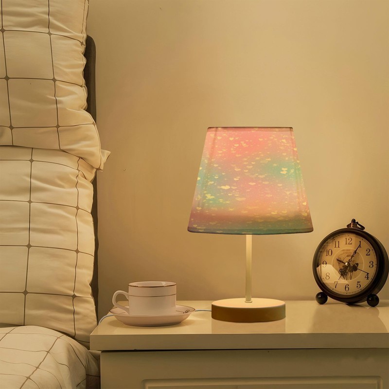 Kcldeci Table Lamp for Bedroom Bright Pink and Blue Hearts