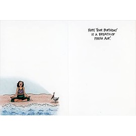 Oatmeal Studios Doing Yoga Outdoors : Women on Beach Humorous/Funny Birthday Card