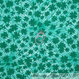 Clover BonEful Fabric FQ Cotton Quilt VTG White Green 4H Club Clover Home School Swirl