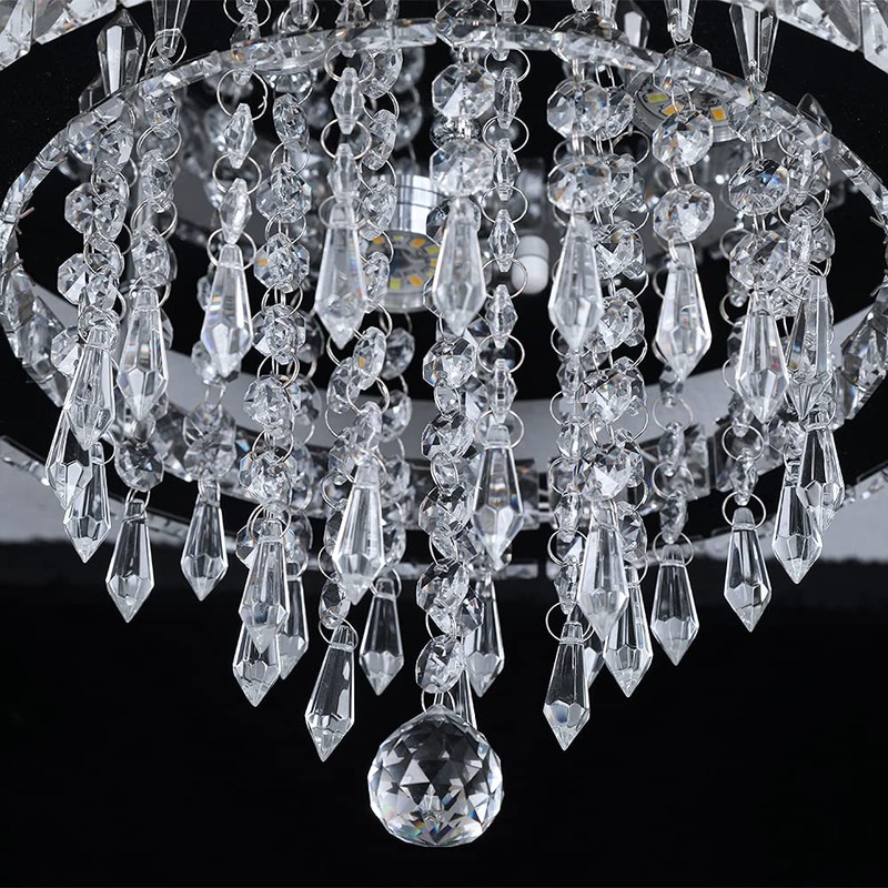 Deckrico Modern K9 Crystal Chandelier 3 LED Lights Stainless Steel