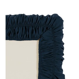 Mk Collection Wrap Around Style Easy Fit Elastic Bed Ruffles Bed-Skirt Queen-King Solid Navy Blue New