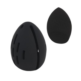 Makeup Sponge Holder with Makeup Sponge, Breathable Beauty Blender Holder, Washable Silicone Make Up Sponges Holder Convenient Beauty Blender Organizer Black