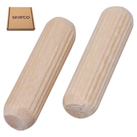 SKIR'CO (Pack of 50) Wooden Dowels 8x30mm Grooved Wood Dowels Fluted Pins for Furniture Grooved Dowels