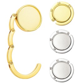 GYTFOG 4 Pack Handbag Holder, Foldable Handbag Hooks for Tables, Bag Holder for Table, Portable Bag Hook with Secure Non-Slip Design, Ideal for Restaurants and Offices, Gold and Silver