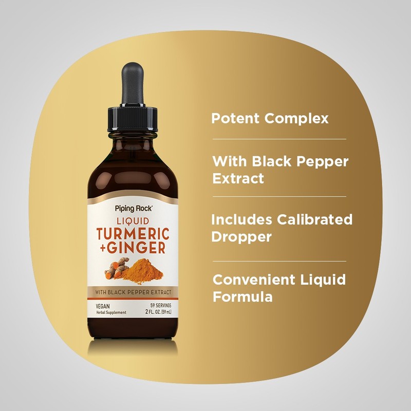 Piping Rock Turmeric and Ginger Liquid Drops | 2 oz
