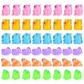 BOXOB 48pcs Luminous Mini Capybaras, Tiny Capybara Cute Miniature Resin Animals Figures Small Animals Decoration Accessories for Dollhouse Car Dashboard DIY Garden