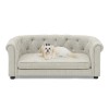 Pet Sofa with Arc-shaped Backrest and Armrests, Contemporary Rectangular Pet