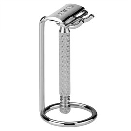 Linkidea 2 Pack Stainless Steel Safety Razor Stand, Brush Shaving Holder, Deluxe Men's Shaving Holder Base, Brush and Razor Holder Stand with Non-Slip Base (1 Prong)
