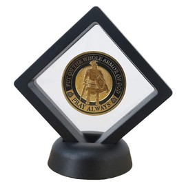 Challenge Coin Display Frame, 3D Floating Display Case Stand Holder, Medallion Medal Specimen Military Coin Clear Box (Black)