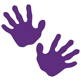 LiteMark Removable Purple 4 Inch Handprint Decal Stickers Walls, Ceiling Floor - Pack of 10 (5 Pairs)