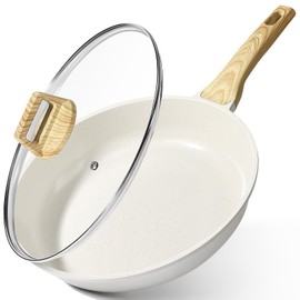 GiPP Ceramic Nonstick Frying Pan with Lid - 12" Healthy Non-Toxic Non Stick Skillet Omelette Pans, Induction Compatible Chef Pan, PFAS & PFOA-Free, Dishwasher Safe, Stay Cool Handles